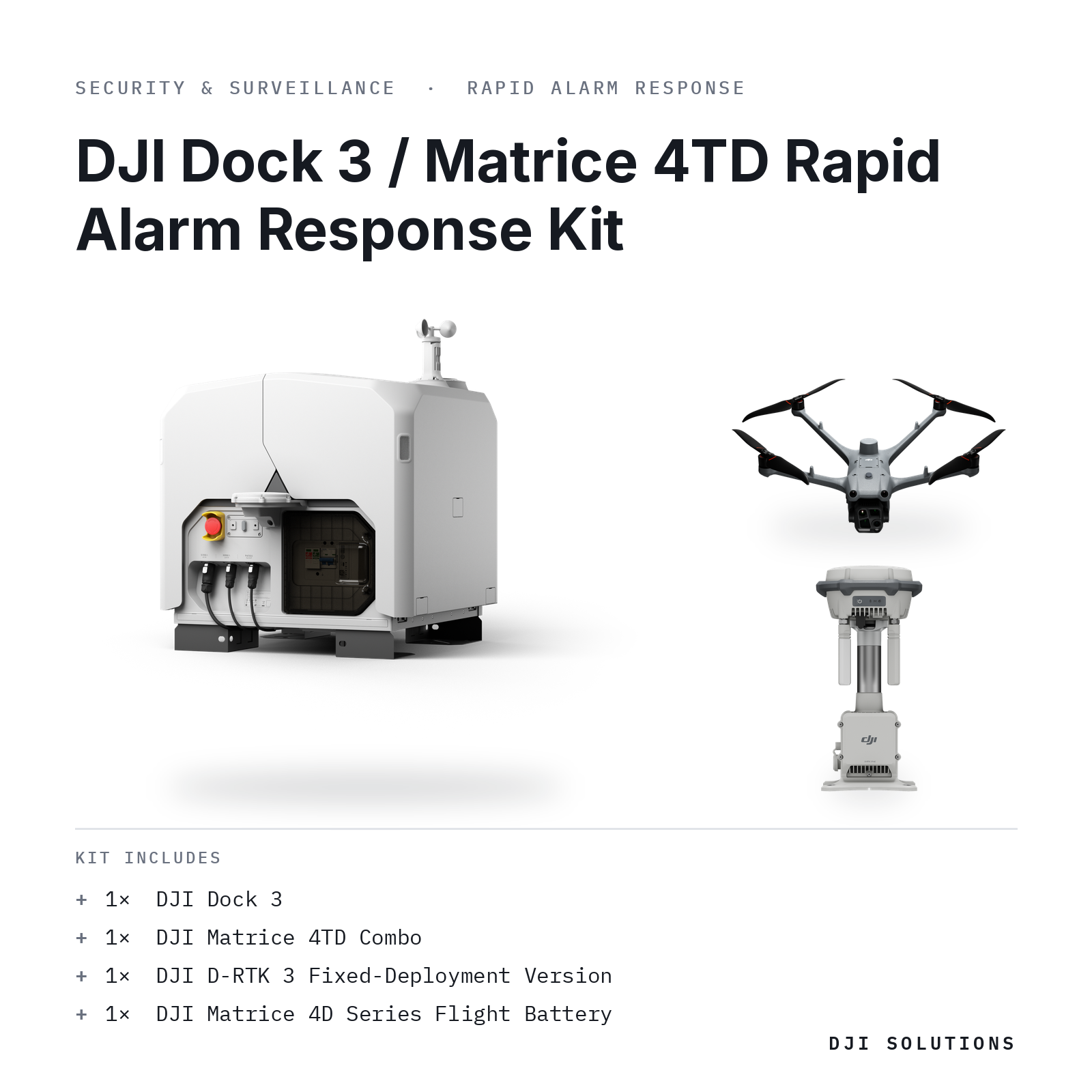 DJI Dock 3 / Matrice 4TD Rapid Alarm Response Kit — kit contents graphic